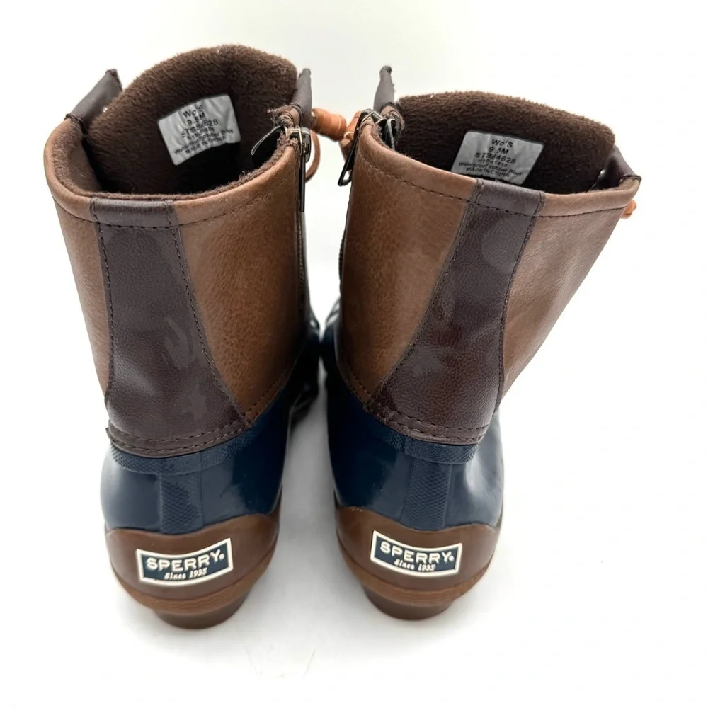Sperry Kids' Navy and Brown galoshes duck boots, winter boots Rain Boots